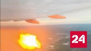 Двигатель самолета загорелся после попадания в него птицы - Россия 24