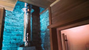 Скандинавская отделка БАНИ из термодревесины И ПЕЧЬЮ ГЕФЕСТ ЗК 18