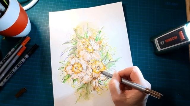 Акварельные карандаши по мокрой бумаге