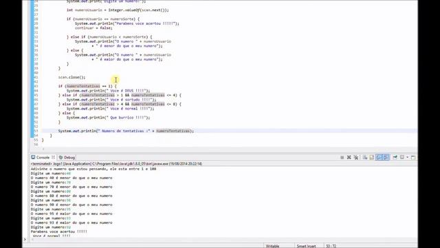 Curso Java para Iniciantes - Aula 6 (Jogo1/DEBUG) смотреть онлайн