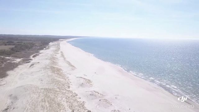 Пляж Балтийского моря с высоты птичьего полёта. Калининград
