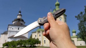 Нож Кастом Чебуркова Русский М398 карбон White Storm с подшипниками в осевом узле