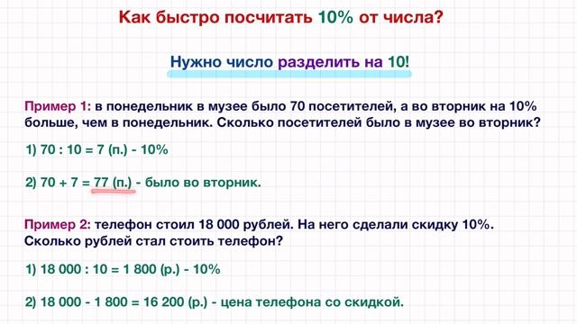 Как быстро посчитать 10% от числа.