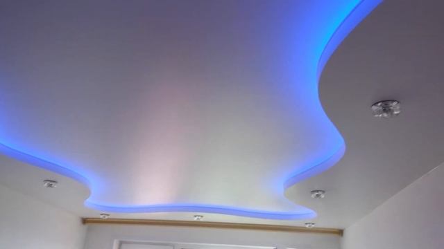 Двухуровневый натяжной потолок со светодиодной подцветкой смотреть онлайн