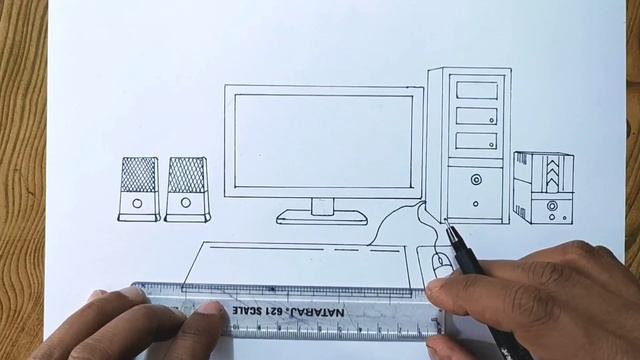 How to draw computer easy way/ Desktop computer drawing. #computerdrawing смотреть онлайн