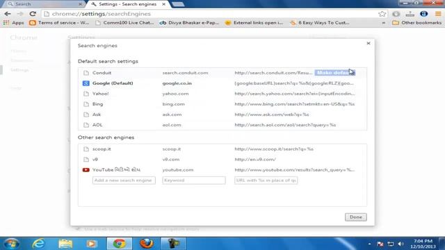 Remove search conduit toolbar, homepage and search engine from Google Chrome