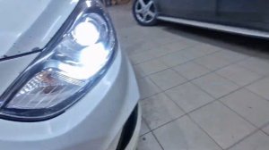 Hyundai Solaris. Установка BI-LED линз ZORKiY Bengal Tiger F40 5000K с подсветкой.