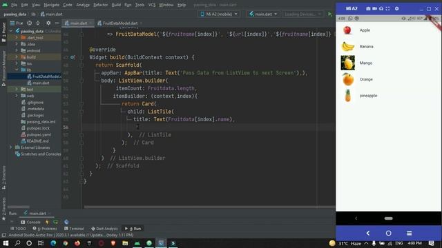 Flutter ListView onTap send selected item data to next screen