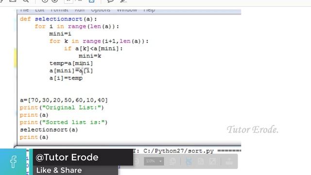 GE8151 | SELECTION SORT | PROBLEM SOLVING AND PYTHON PROGRAMMING | PSPP | TAMIL | UNIT4