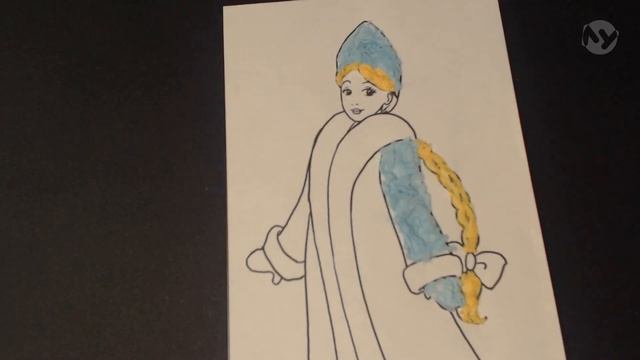 Снегурочка. Аппликация из салфеток. смотреть онлайн