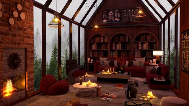 Зимняя уютная кофейня 4k ☕ Фортепианный джаз для отдыха, учебы и работы смотреть онлайн