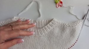 Жилет детский спицами из Пуха Норки с пайеткой.