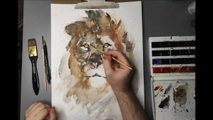 Рисуем Льва, рисуем акварелью, как рисовать лва, как рисовать животных