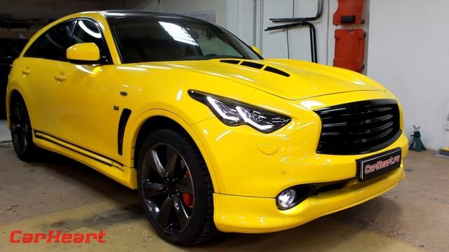 Infiniti FX, оклейка кузова пленкой Oracal - Yellow Glossy смотреть онлайн