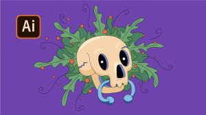 Рисуем композицию с черепом в Adobe illustrator. We draw a composition with a skull