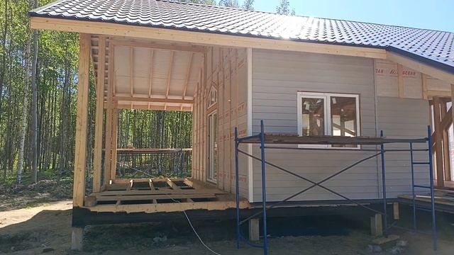 Строительство одноэтажного каркасного дачного дома в д. Мостово смотреть онлайн