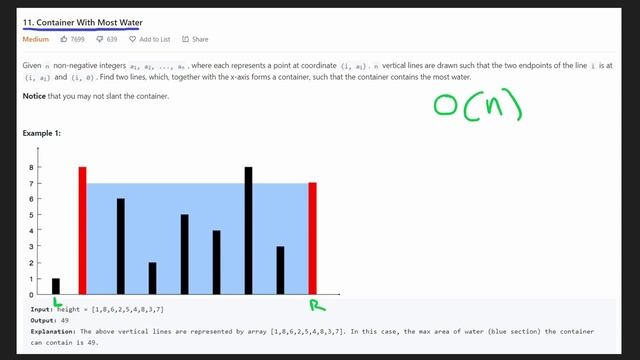 Container with Most Water - Leetcode 11 - Python смотреть онлайн