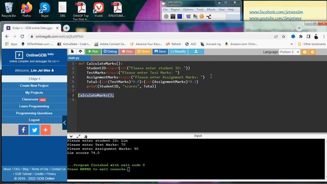 Python ~ Input, Print and Integer Function
