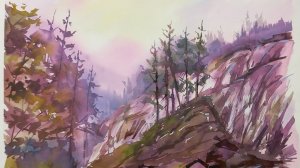 Рисуем горное ущелье акварелью