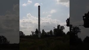 Демонтаж  железобетонной трубы  бывшей котельной со второго раза .