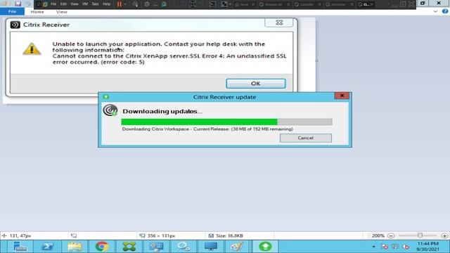 Citrix SSL error 4 | Error: Cannot connect to the Citrix XenApp server. SSL Error 4 |