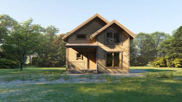 Проект каркасного дома с мансардой, 7,5х8 м. КД-31 Внешний вид смотреть онлайн