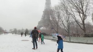 Paris Snowfall 2021 - Walking tour  Around Eiffel Tower