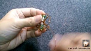 copper wire 4 leaves grass - Clovers pendant - DIY wire jewelry 168