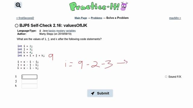 Java Practice-it | Primitive Data and Definite Loops | Self-Check 2.16 : valuesOfIJK смотреть онлайн