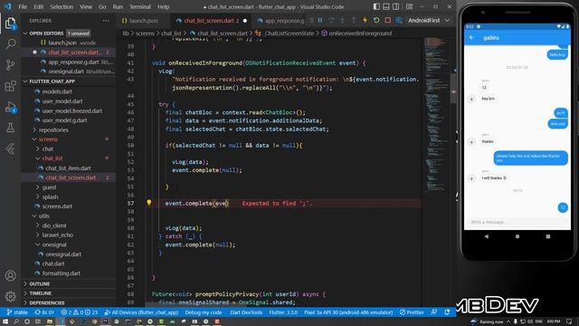 #7 - Push Notification in Flutter with OneSignal - Flutter Chat App with Laravel from scratch
