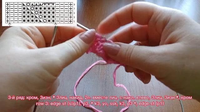 Узор " Красивы ажурные косы" спицами. Схема узора спицами. Вязание спицами. Knitting. Knit pattern