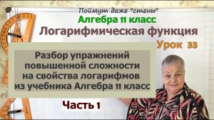 Упражнения повышенной сложности на свойства логарифмов из учебника Алгебра 11 класс