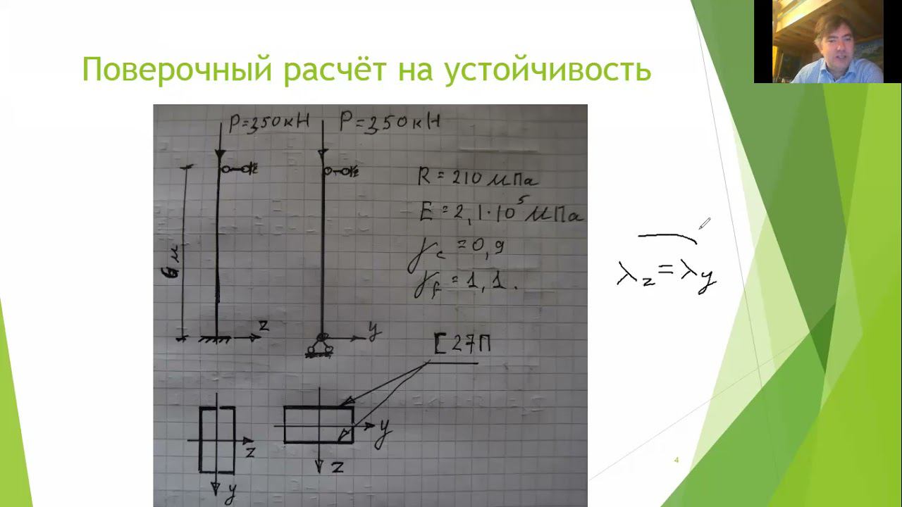 Записали новую версию видео о поверочном расчёте центрально сжатого стержня на устойчивость