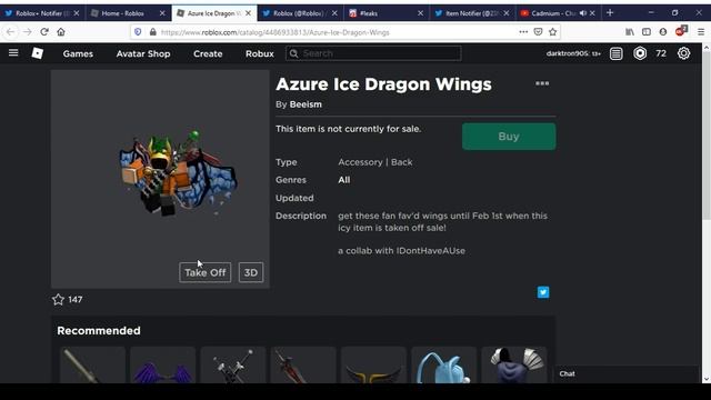 New Azure Ice Dragon Wings | Roblox UGC смотреть онлайн