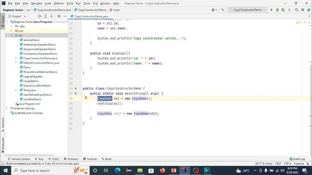 Java Programming | Copy constructor | Types of constructor | Copy constructor in java hindi