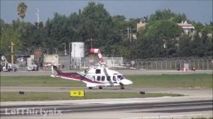 [HD] Agusta AW-189 Gulf Helicopters taxiing & take off from Brindisi Airport