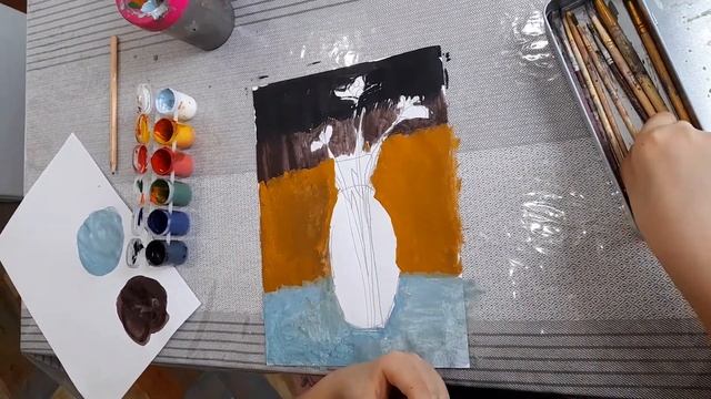 Рисуем гуашью "Ваза с цветами" likee ❤ смотреть онлайн