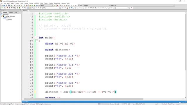 C Program Example: Distance Between Two Points C Programs For Beginners | Must Watch - English