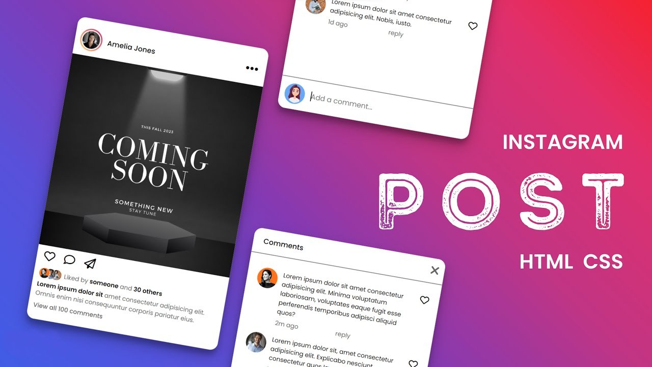 Публикация в Instagram с полем для комментариев, используя только HTML CSS!