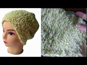 Шапочка спицами из буклированной пряжи