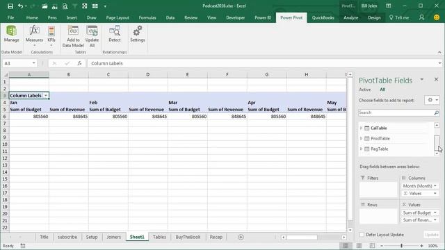 Excel - Top-Down Budget Linking to Bottom-Up Actuals Using a Joiner Table - Episode 2016