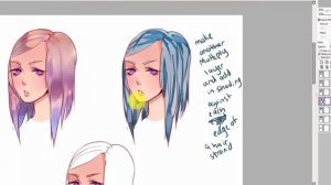 Hair Coloring Tutorial- 3 Different Ways to Color- PAINT TOOL SAI