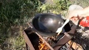 Обжиг нового казана и первое блюдо
