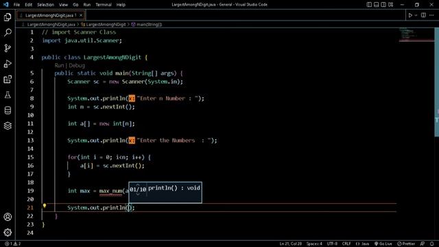 Largest Among n Numbers Using Java Program | Taking Inputs From the User | Java Program смотреть онлайн