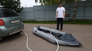 Накачал лодку за 30 секунд. Лайфхак. От выхлопной трубы.