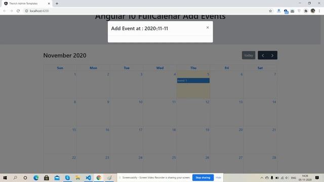 Angular 10 FullCalendar Add Event Part 1 смотреть онлайн