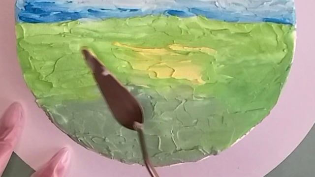 ПЕЙЗАЖ МАСТИХИНОМ НА ТОРТЕ КРЕМОМ