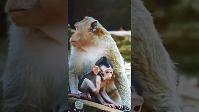 Cute baby monkey Jazzy stuck in hand auntie Duchess so scare