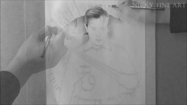 T 1000 Lee Byung Hun 이병헌 Charcoal pencil drawing by artist Nicky смотреть онлайн