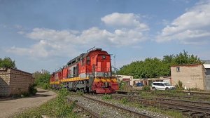 Тепловозы ЧМЭ3Т-6469, 6472. (ТЭМ14-0141 ТЧЭ-2 Челябиск), и 2ТЭ116У-0283 на реостатных испытаниях #ж